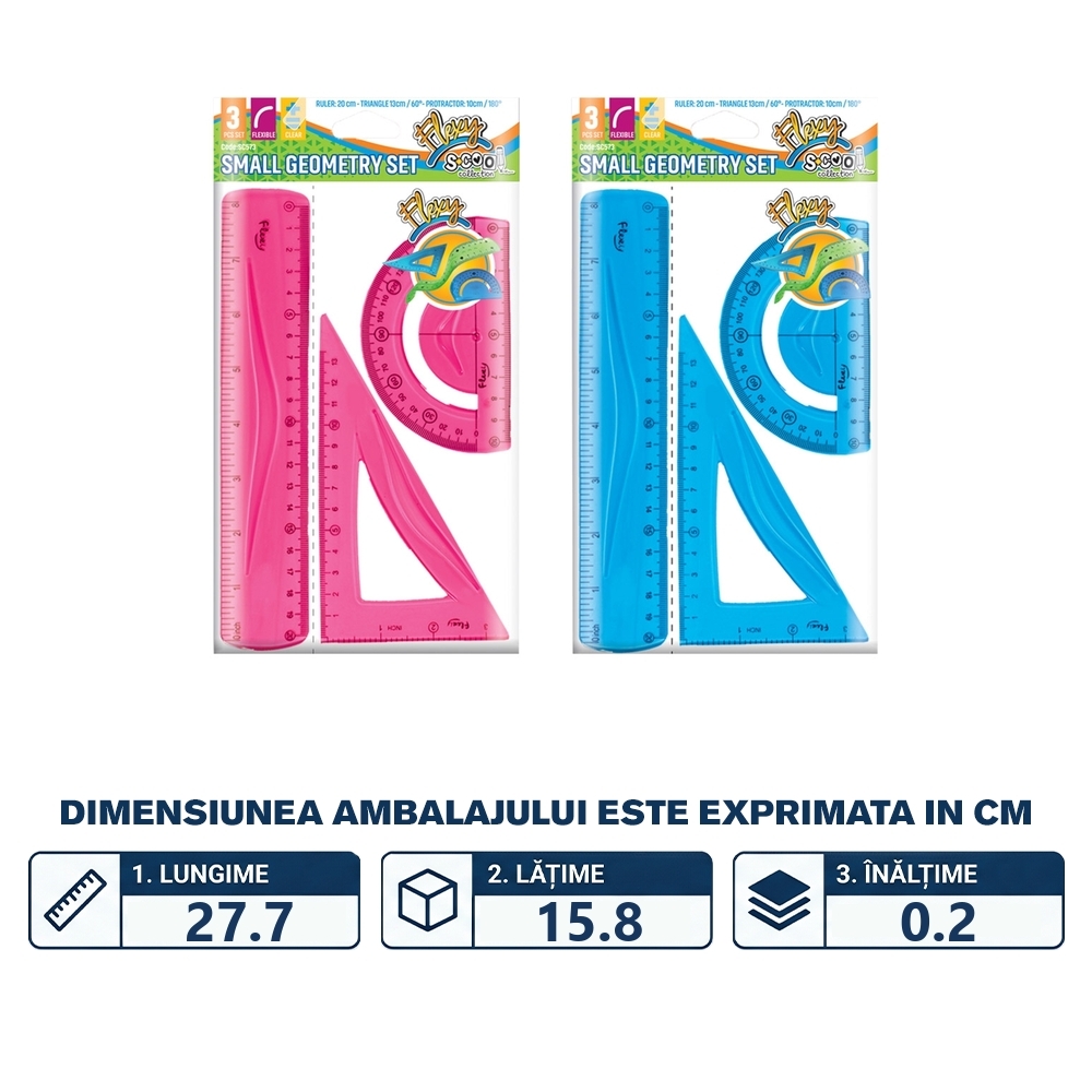 Trusa geometrie flexibila, 3 piese/set - S-COOL - imagine 2
