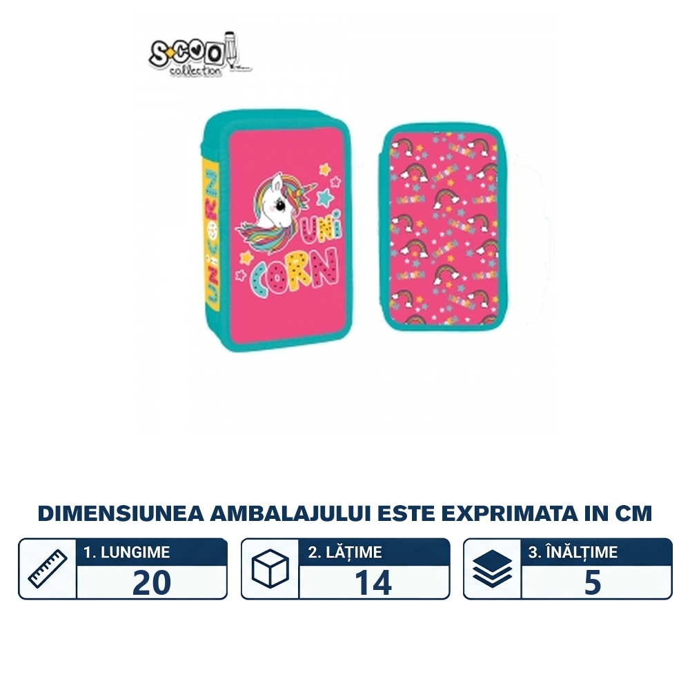 Penar echipat, 2 fermoare, 29 piese, UNICORN - S-COOL - imagine 2