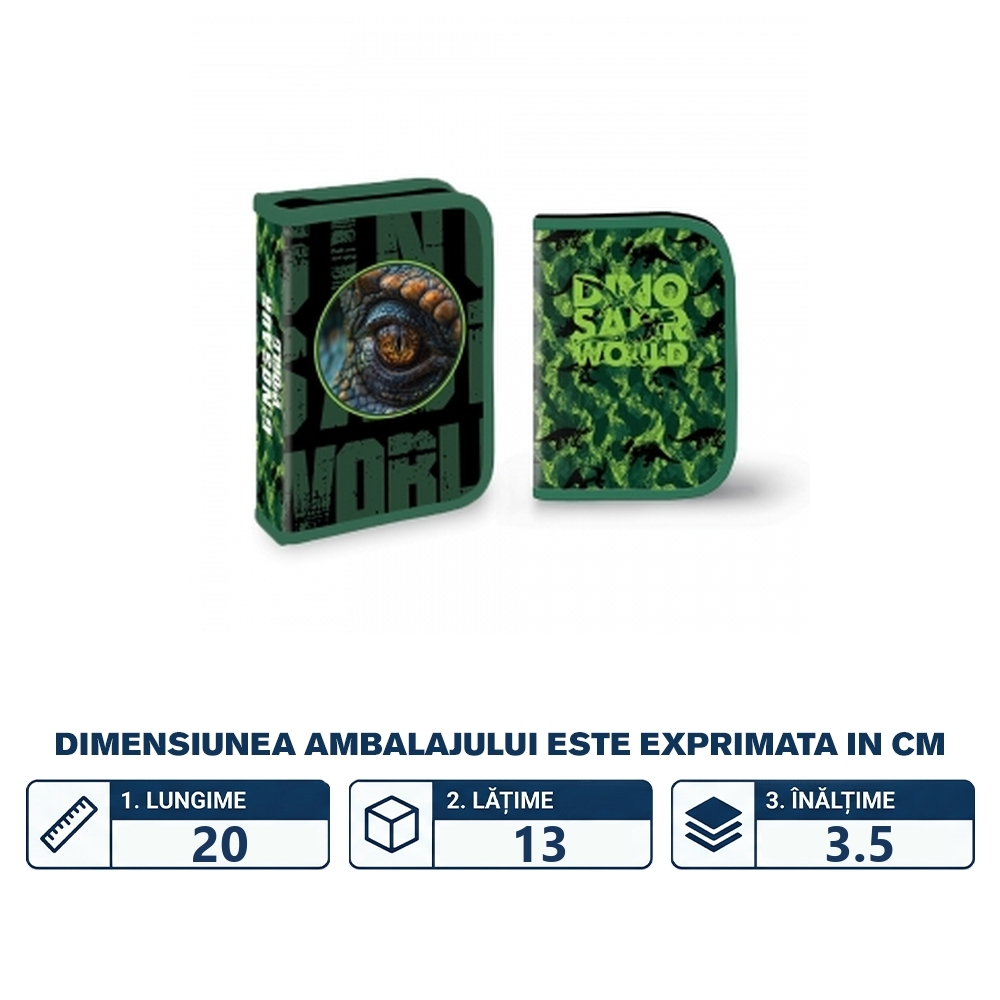 Penar Echipat, 1 Fermoar, 2 Ext., 30 Piese, Dinosaur World - Yollo - imagine 2