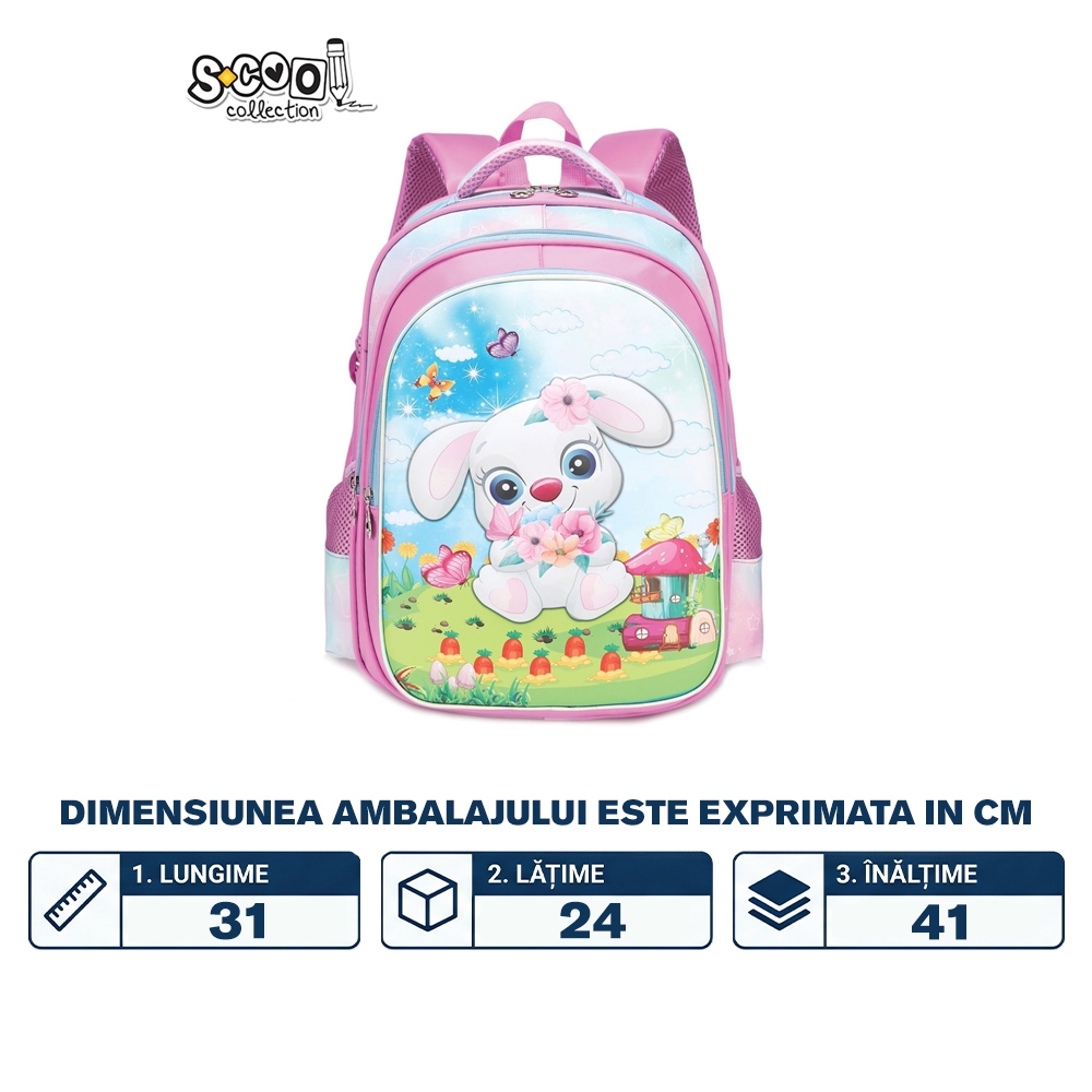 Ghiozdan 3D, 31x24x41 cm, RABBIT - S-COOL - imagine 2