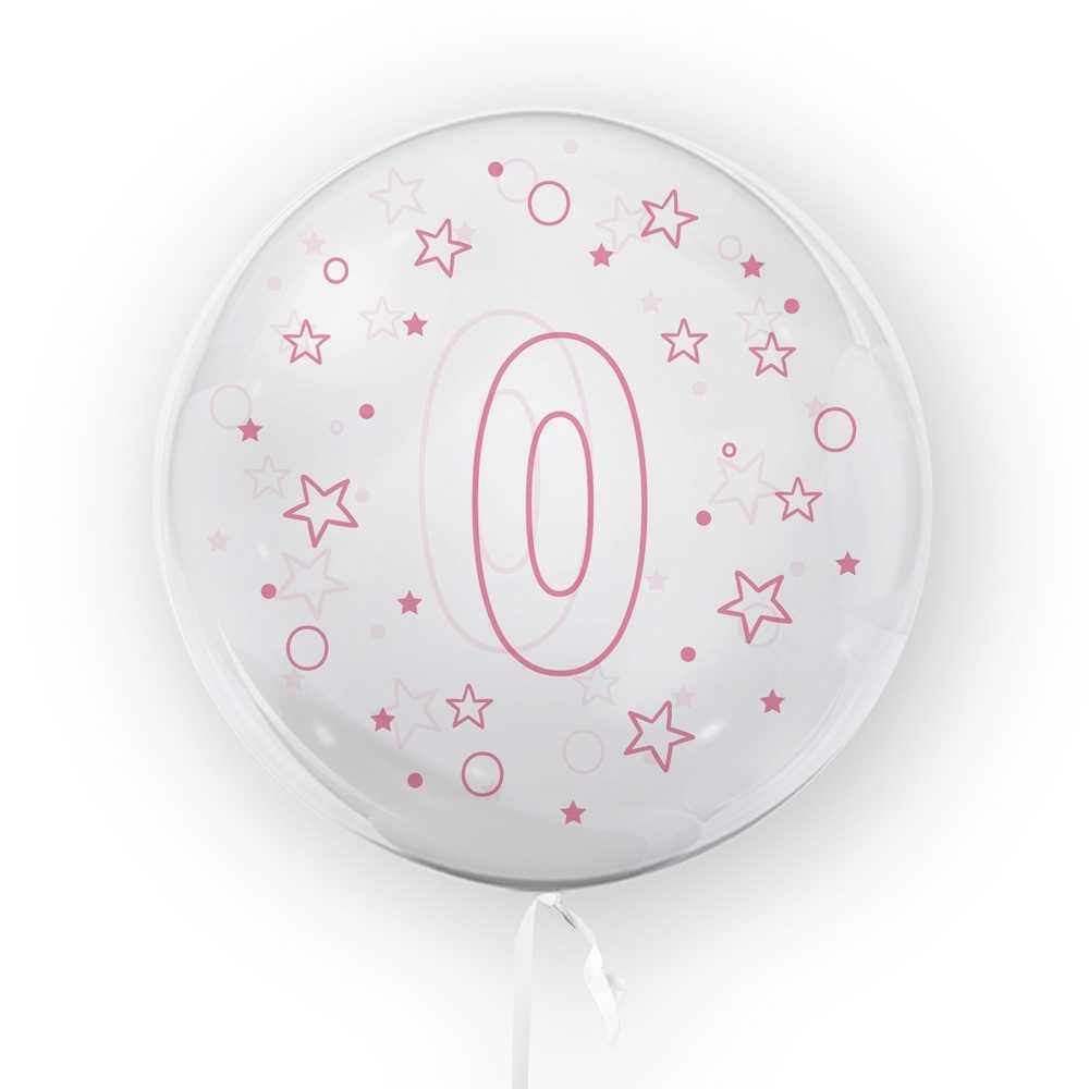 Balon transparent, 45 cm - cifra 0, fete - TUBAN