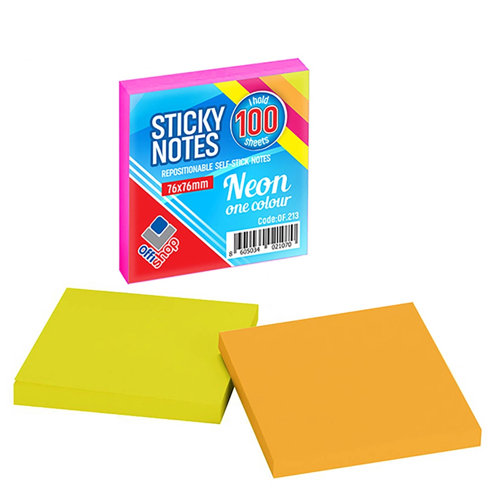 Notes adeziv neon, 75x75 cm, 100 file/set - OFFISHOP - imagine 2
