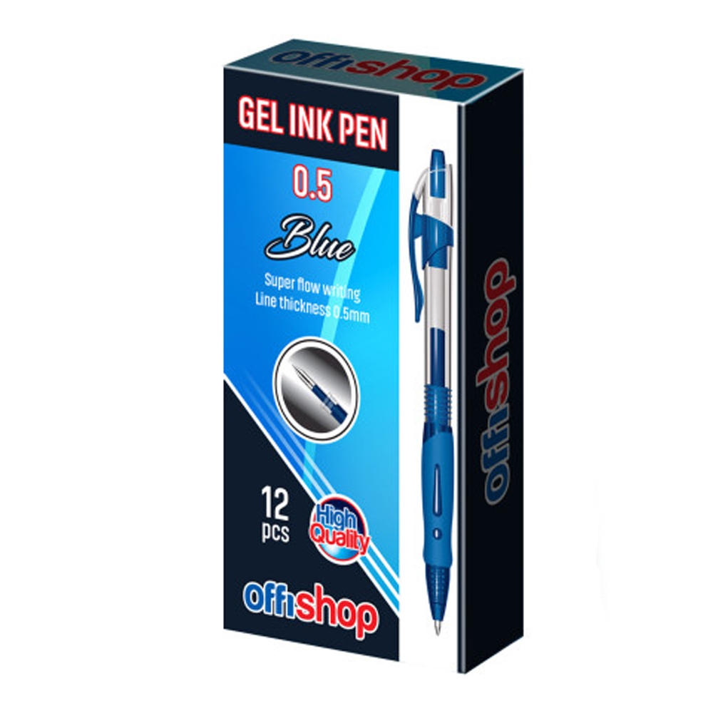 Pix cu gel, mina albastra, 0.5 mm, 12 buc/cutie - OFFISHOP - imagine 4
