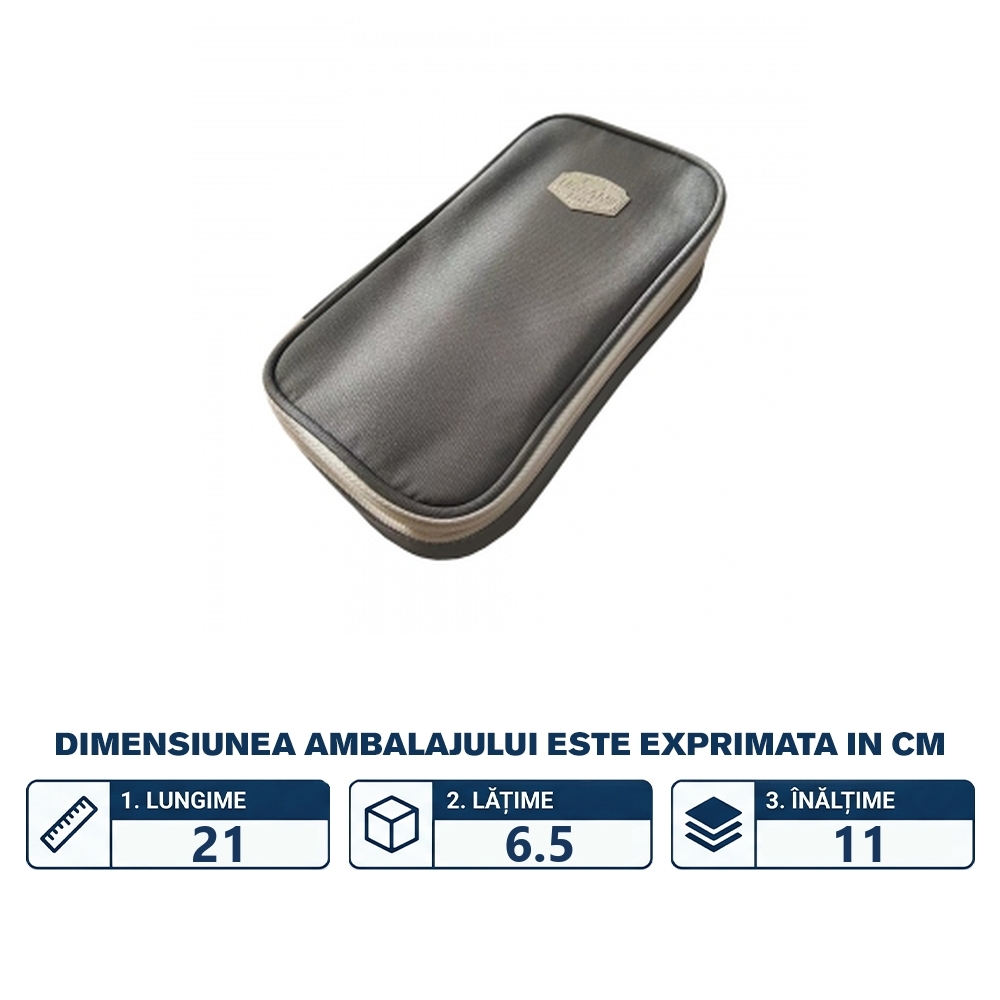 Penar borseta Urban, 2 fermoare, GREY, 21X6.5X11CM - S-COOL - imagine 2
