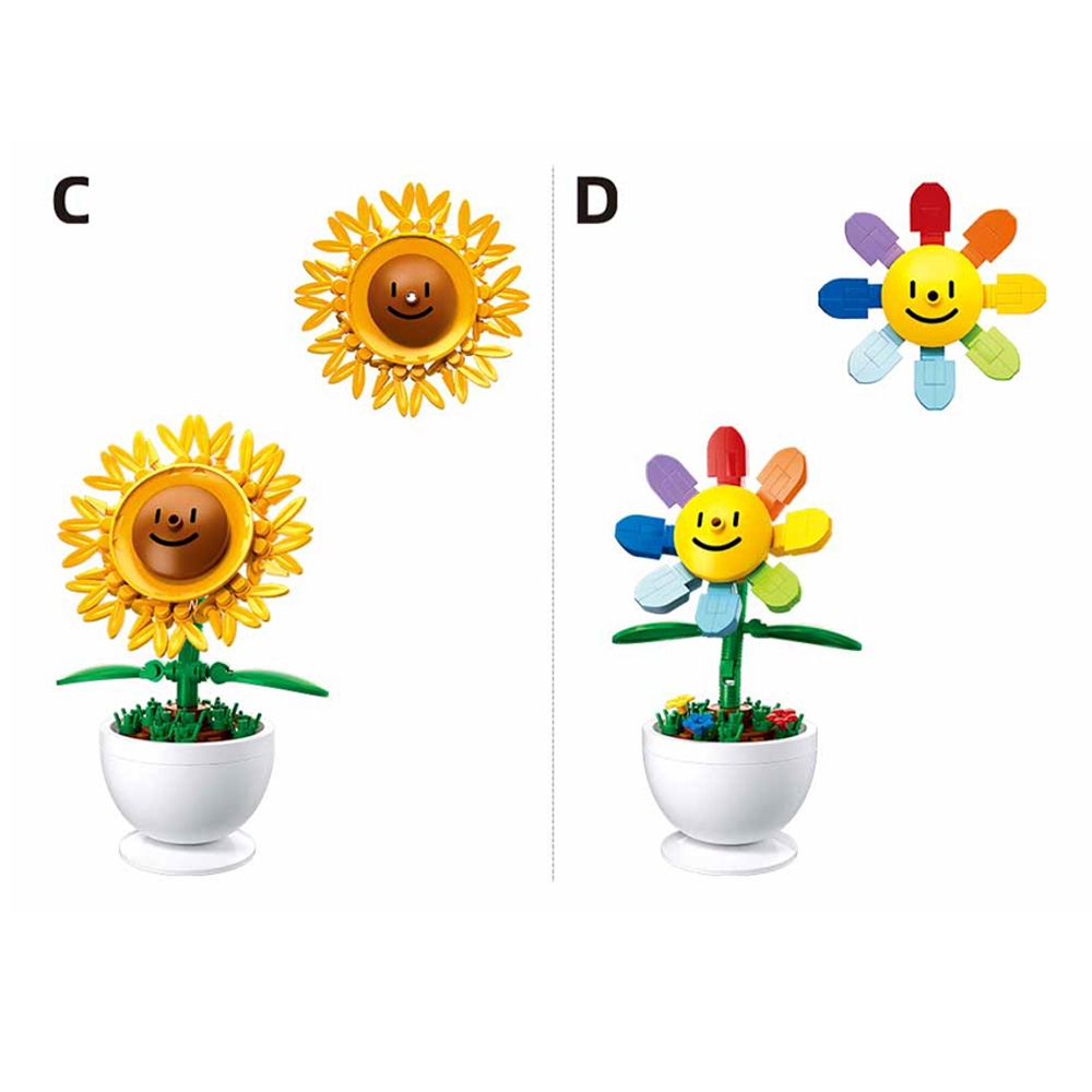 Set de constructie Flowers, 6 modele/display, Plante in ghiveci - Sluban - imagine 5