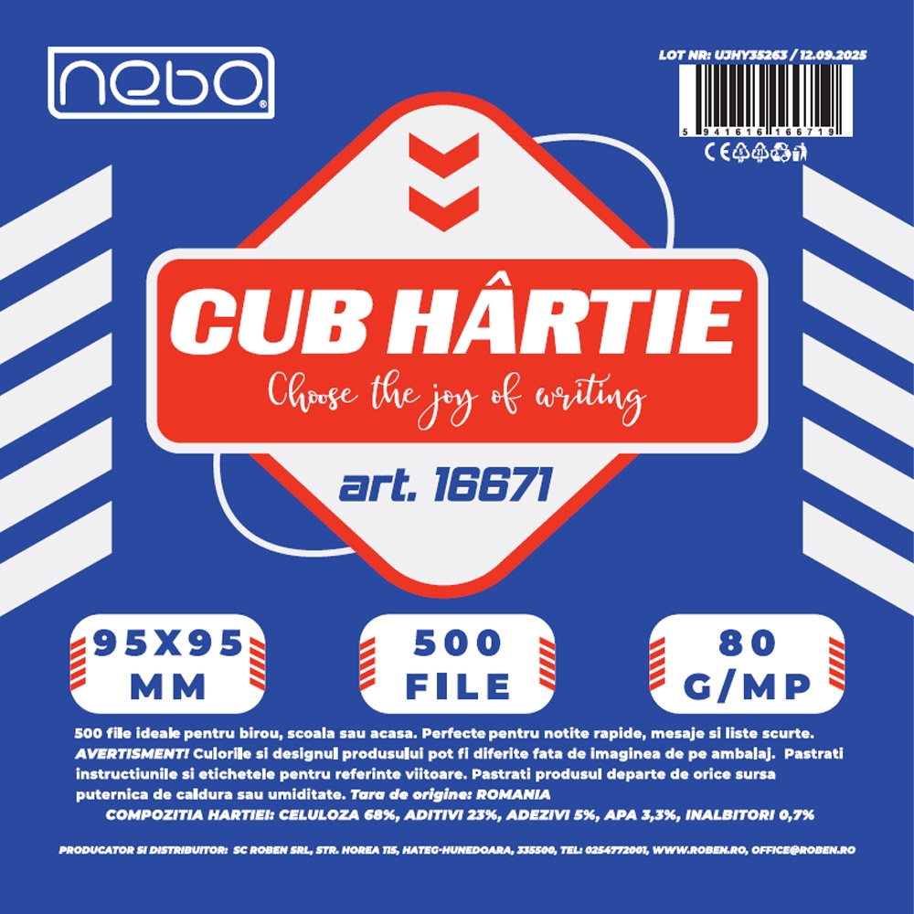 Cub hartie, 9.5x9.5 cm, 80 gr, 500 coli/set - NEBO - imagine 4