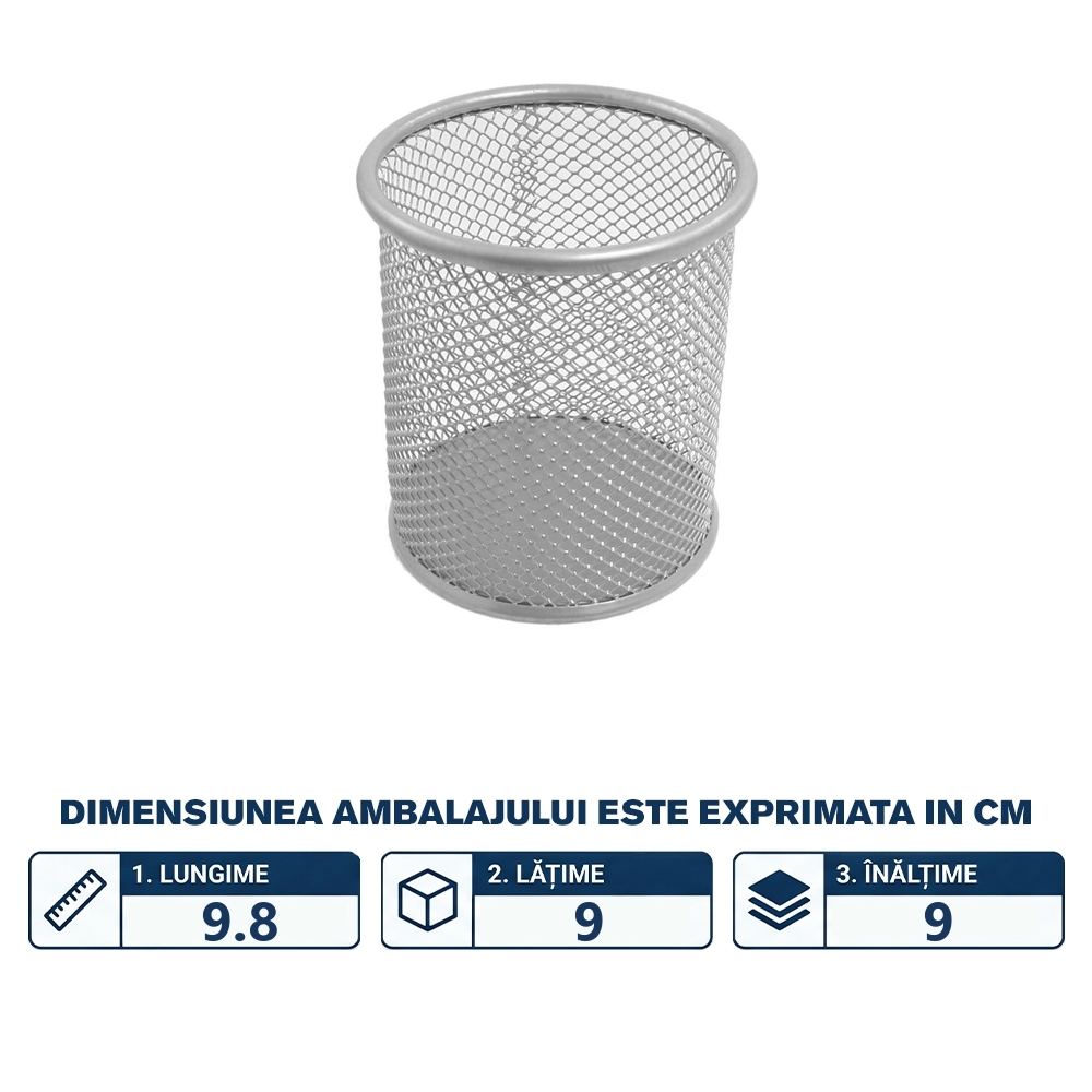 Suport birou MESH, rotund, argintiu - OFFISHOP - imagine 2