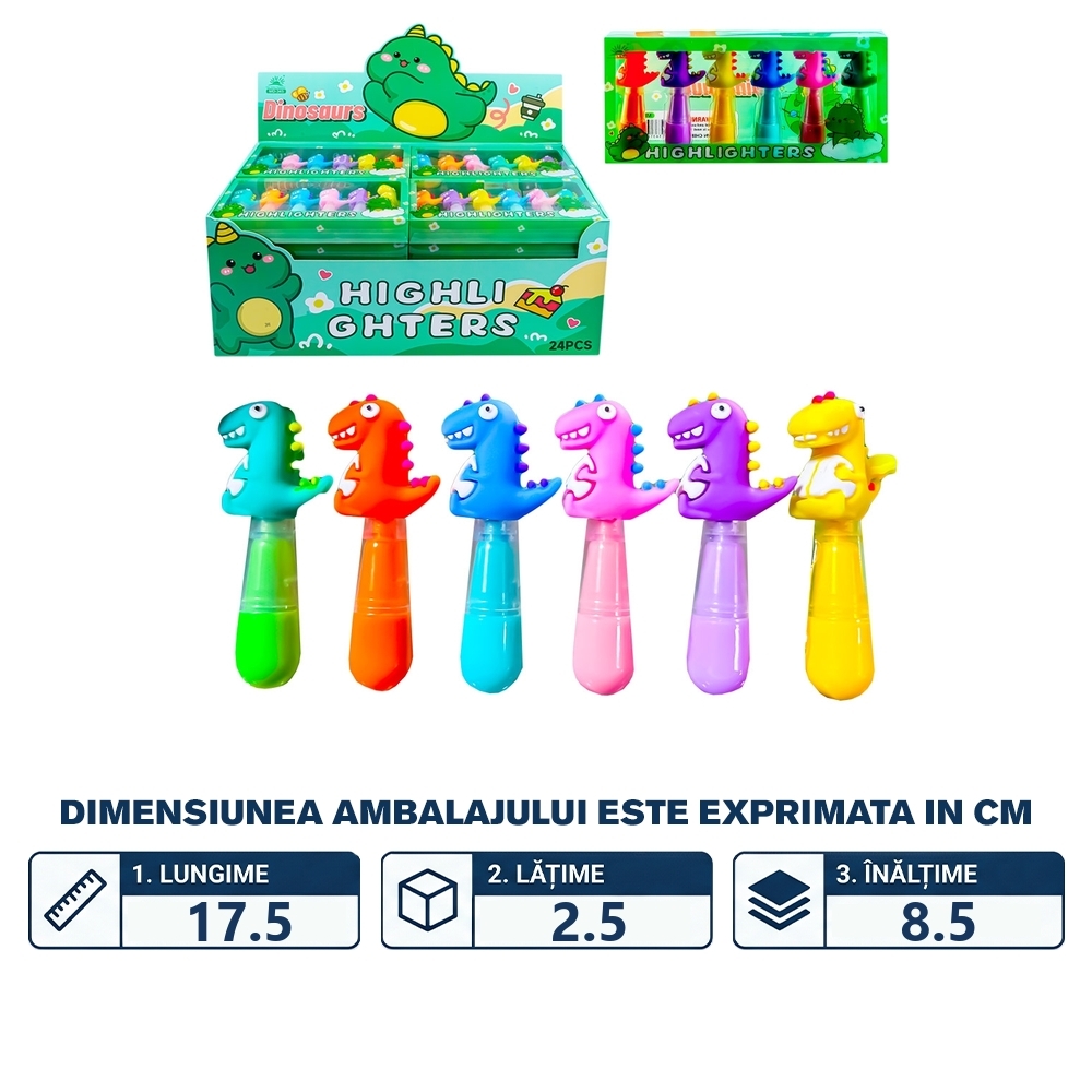 Text marker, 6 culori/set, Dinozaur - imagine 2