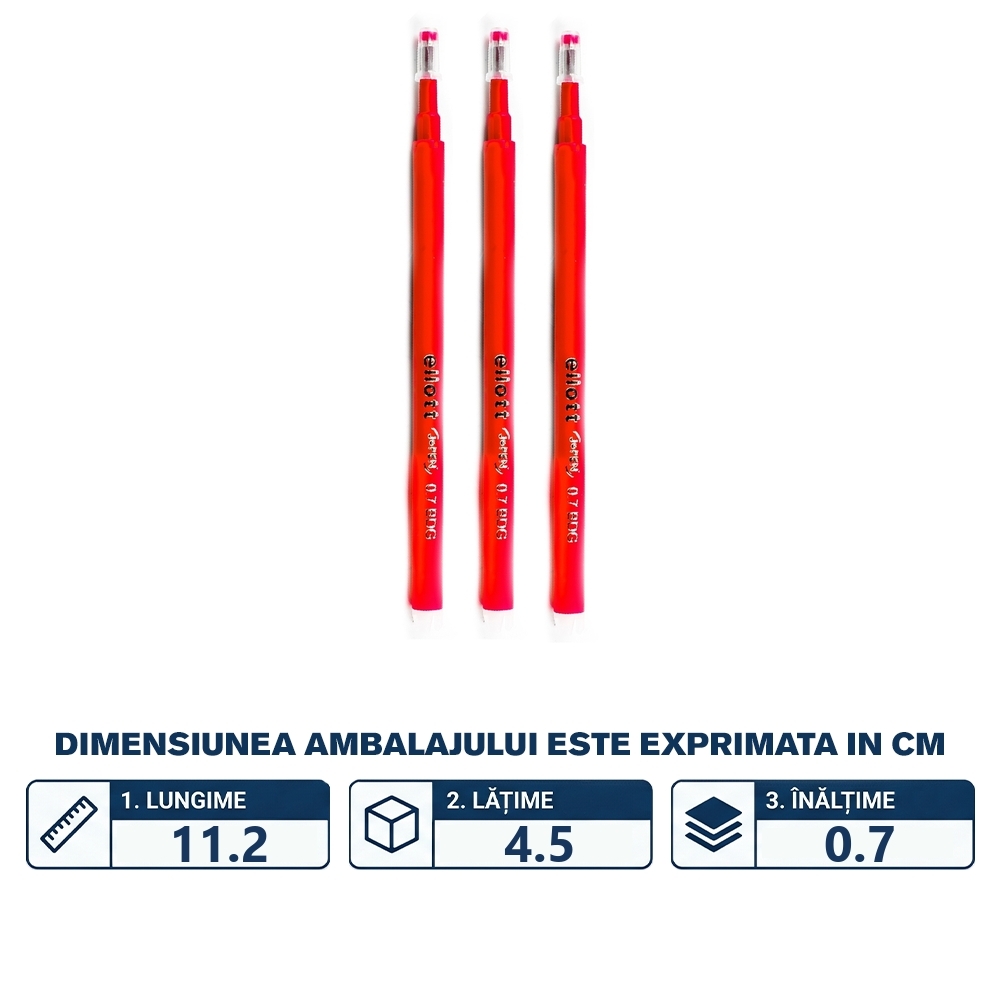 Mine cu cerneala termosensibila, rosie, 3 buc/set -  ELLOTT - imagine 2