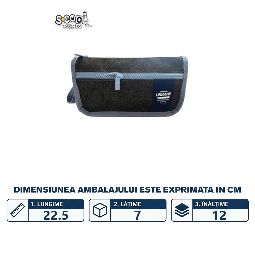 Penar borseta Urban, 2 fermoare, LIGHT BLUE, 22.5x7x12 cm - S-COOL - imagine 2