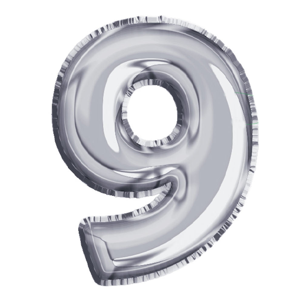 Balon, folie aluminiu, argintiu, cifra 9, 81 cm - imagine 3
