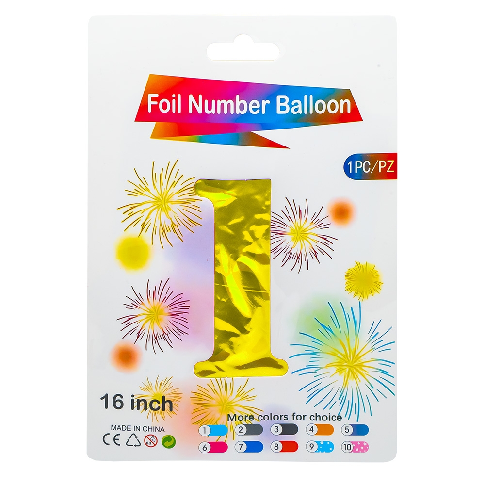 Balon, folie aluminiu, Auriu, cifra 1, 40 cm