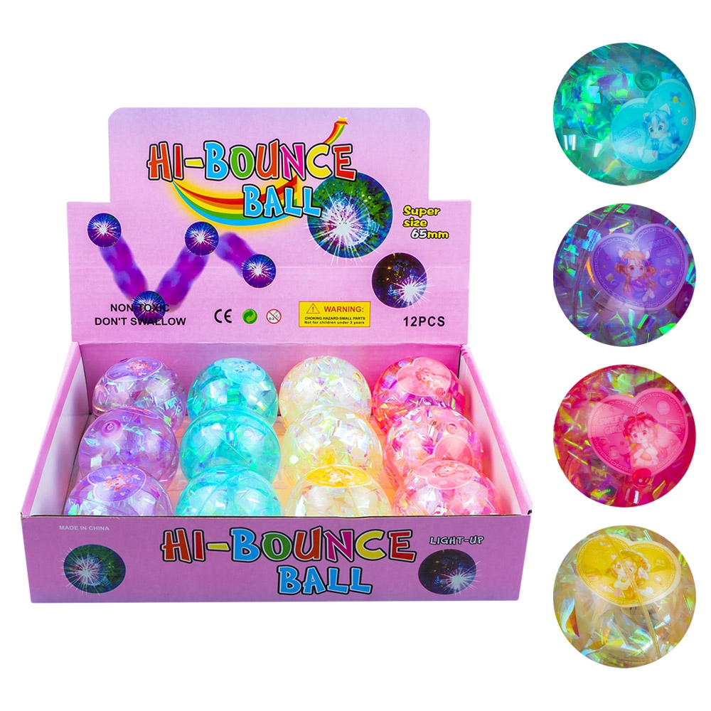 Minge cauciuc, cu led, 6.5 cm - Inimioara/Confetti