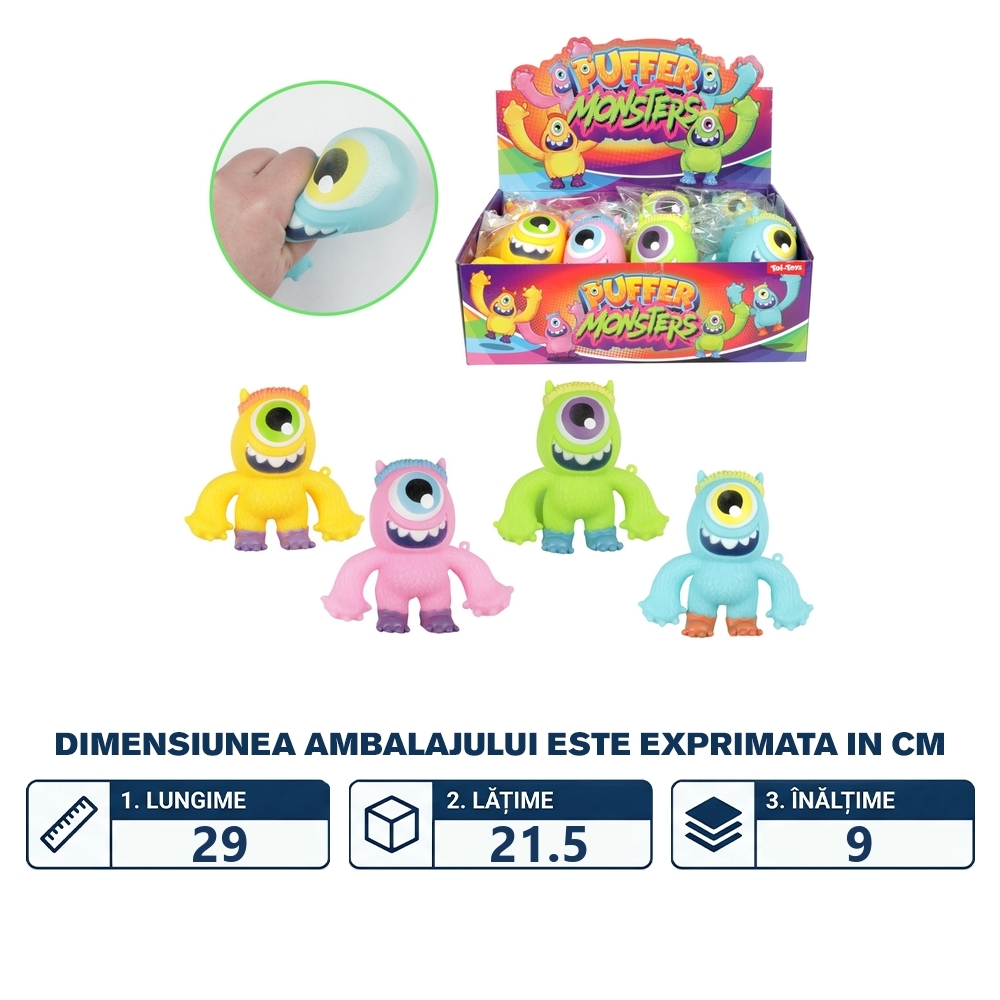 Jucarie Puffer, Monstru, 12 cm - Toi-Toys - imagine 2