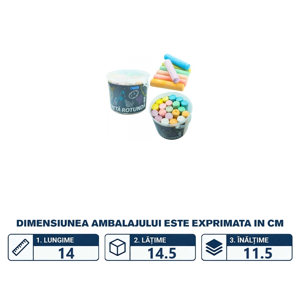 Creta JUMBO color, rotunda, 20 buc/set - NEBO - imagine 2