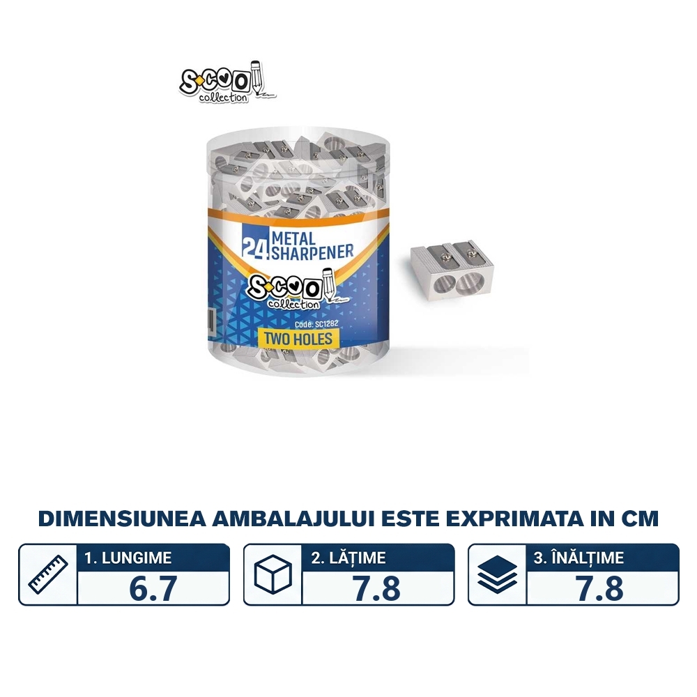 Ascutitoare metal, dubla, 24 buc/cutie - S-COOL - imagine 2