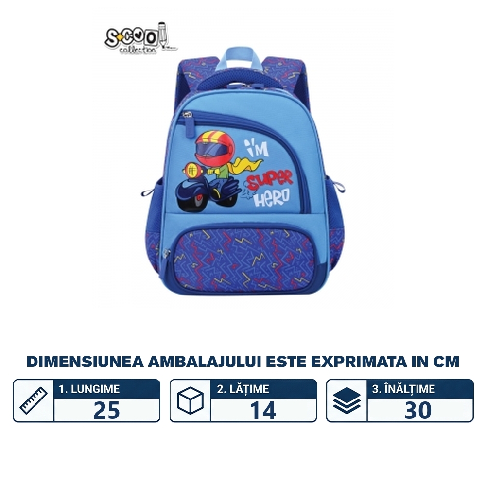 Ghiozdan gradinita, 30x25x14 cm, I'M SUPER HERO - S-COOL - imagine 2