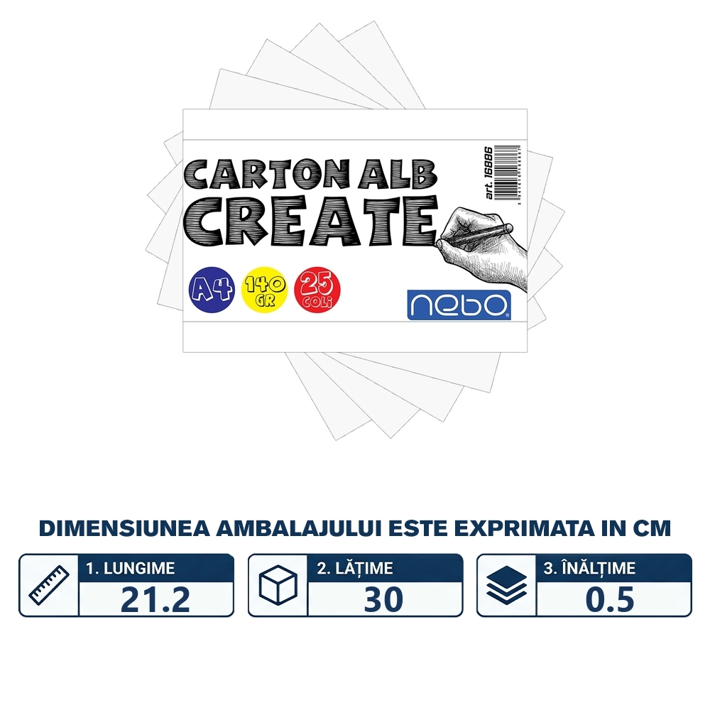 Carton alb A4, 140g, 25 coli/set - NEBO - imagine 2