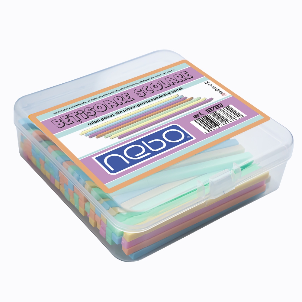 Betisoare scolare din plastic, culori pastel, 100 buc/set - NEBO - imagine 4