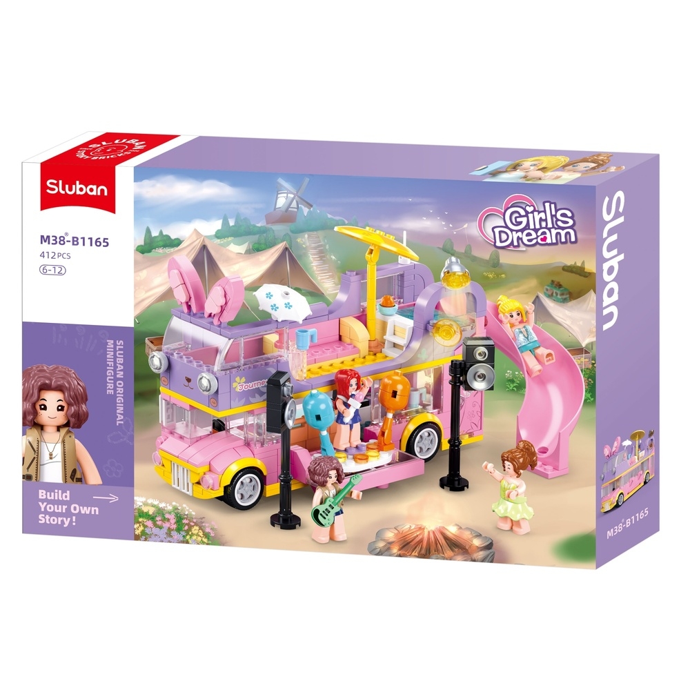 Set de constructie Girl's dream, 412 piese, Autobuzul formatiei - Sluban