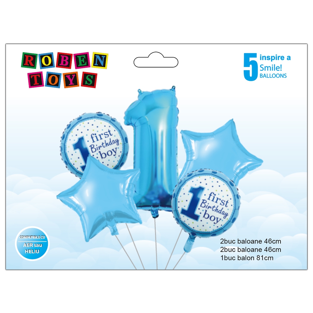 Balon, folie aluminiu, First birthday boy