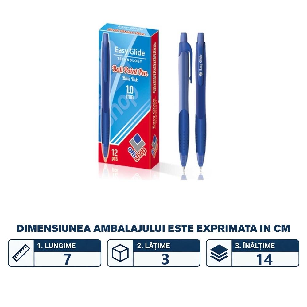 Pix cu mecanism, Easy Glide, mina albastra, 12 buc/set - OFFISHOP - imagine 2