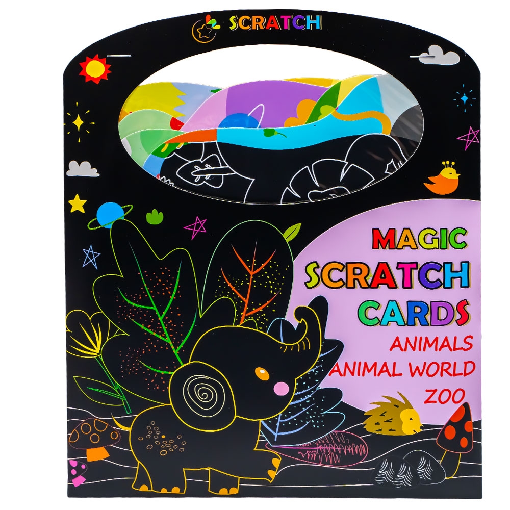 Cartonase hartie magica, cu animale, 6 buc/set - imagine 3
