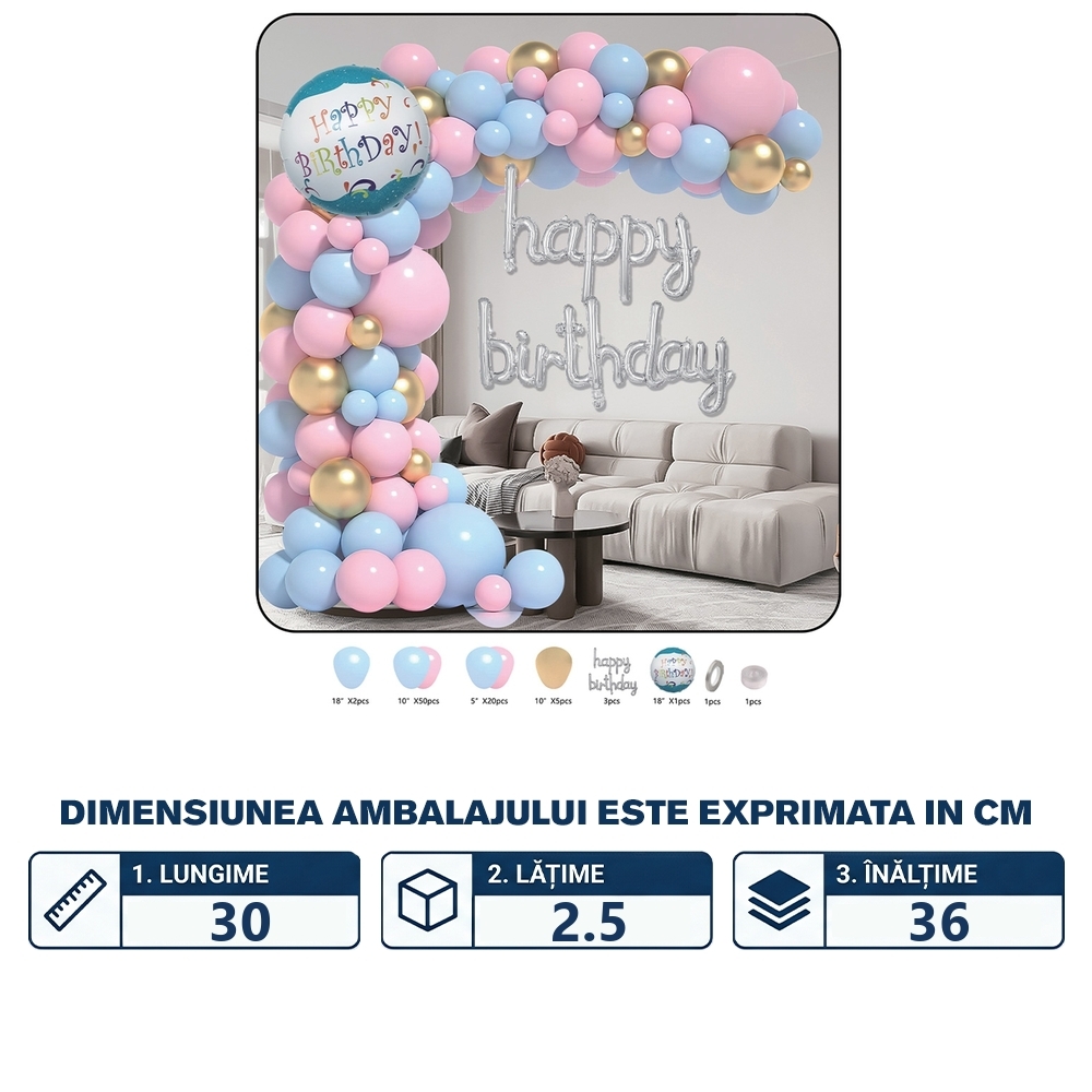 Set baloane pentru arcada, 83 buc - imagine 2
