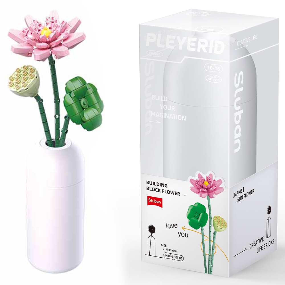 Set de Constructie Flowers, 258 piese, Lotus - Sluban