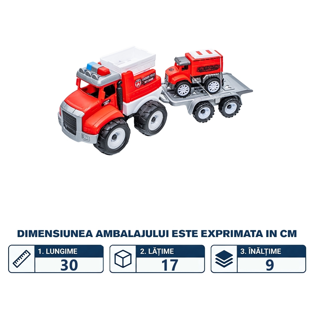 Camion pompieri cu platforma si masinuta - imagine 2