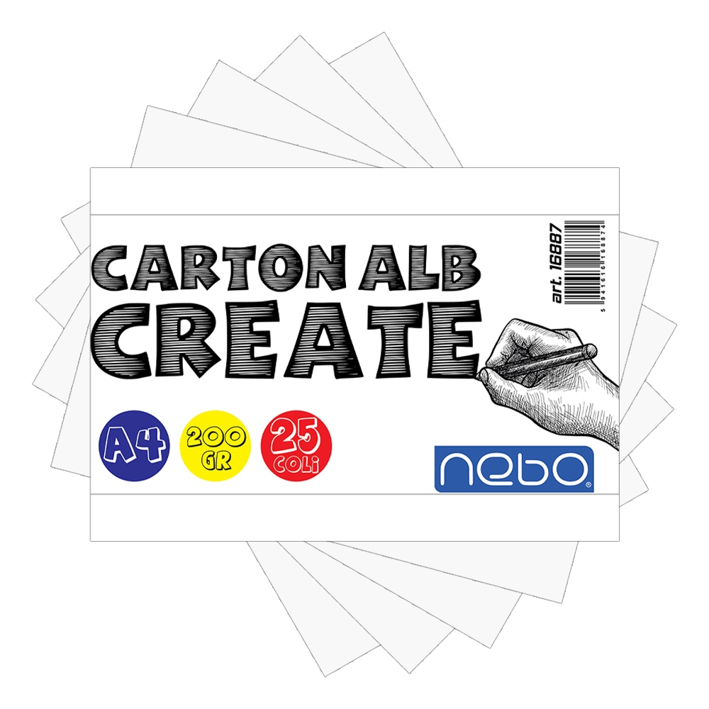 Carton alb A4, 200g, 25 coli/set - NEBO
