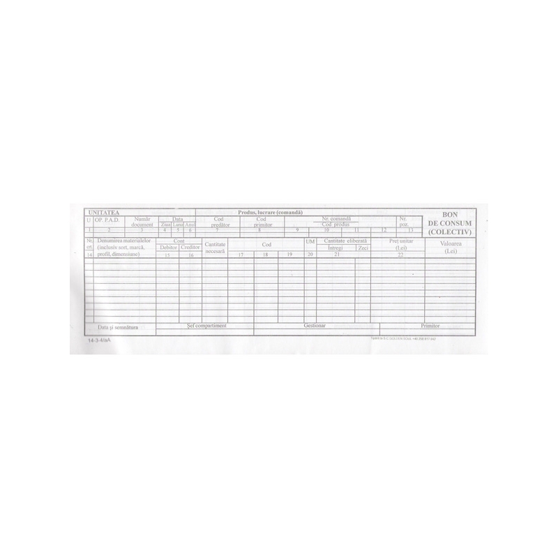 Bon de consum colectiv 1/2 A4, 100 file