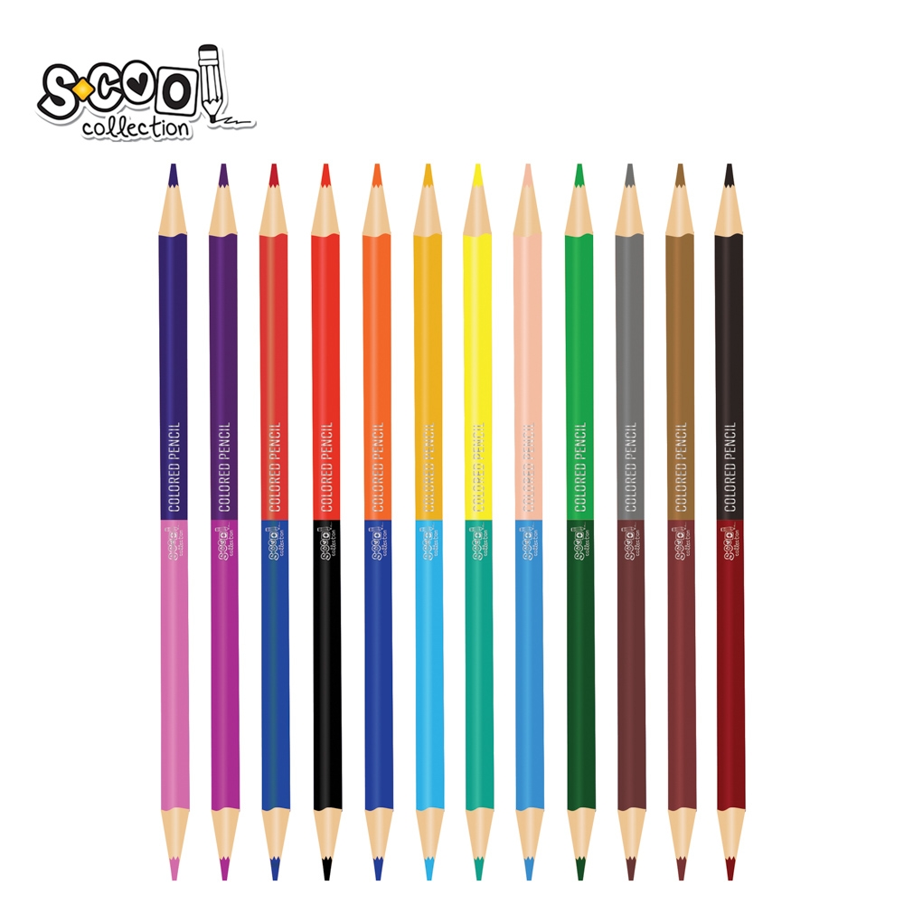 Creioane color cu 2 capete, 3 mm, 12 buc/set, 24 culori - S-COOL - imagine 3