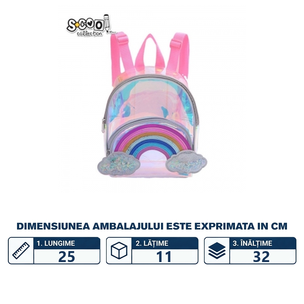 Ghiozdan gradinita transparent, 20x26x13 cm, RAINBOW - S-COOL - imagine 2