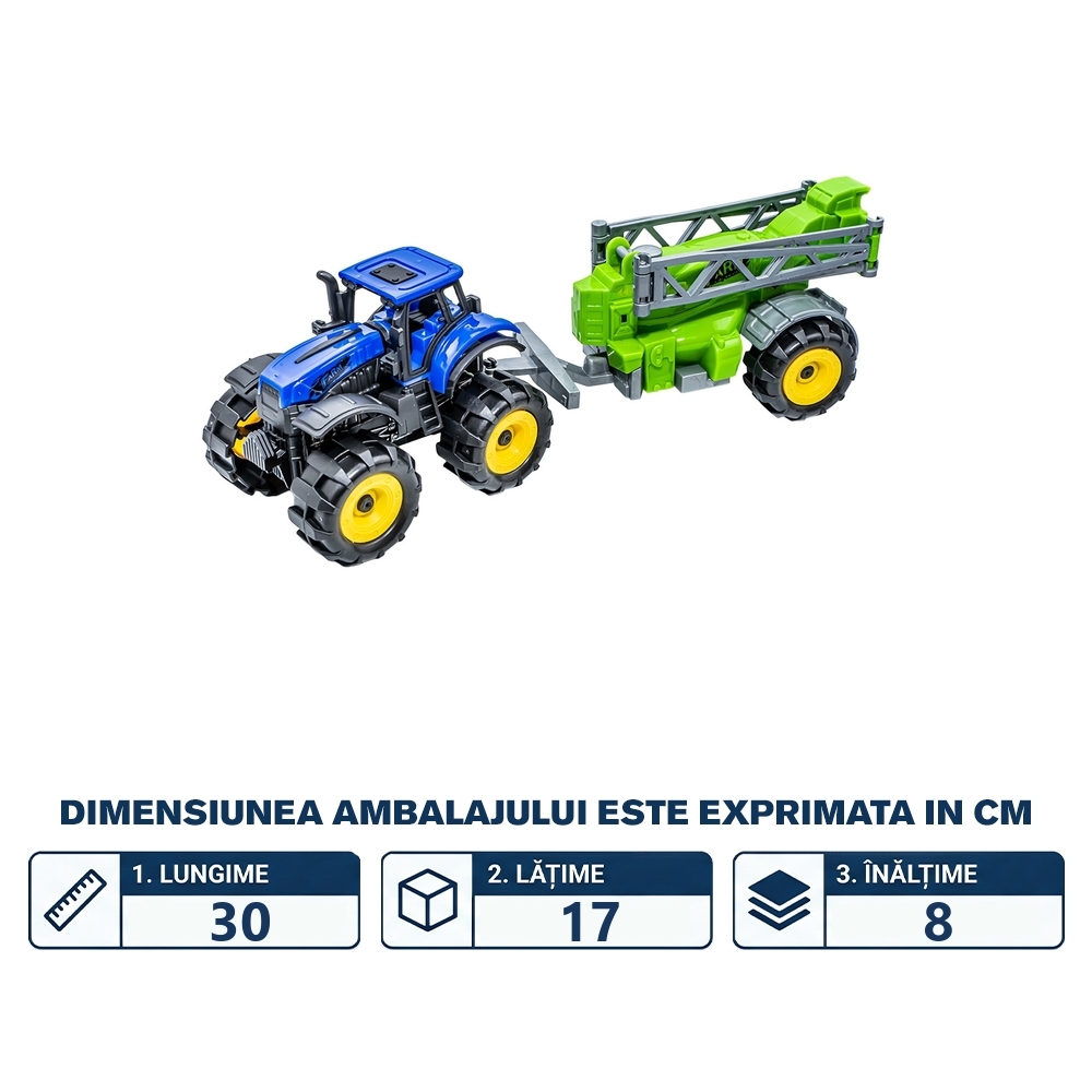 Tractor + utilaj de stropit, 25x7x7.5 cm - imagine 2