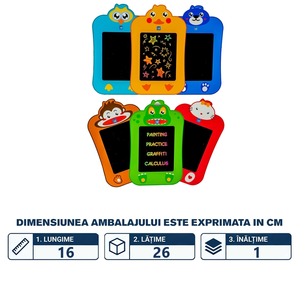 Tablita pentru scris, LCD, cu baterii, Animale - imagine 2