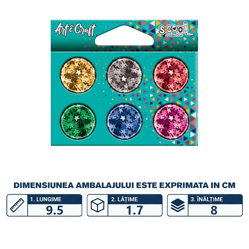 Accesorii craft, confetti mix 6x1.50 gr - S-COOL - imagine 2