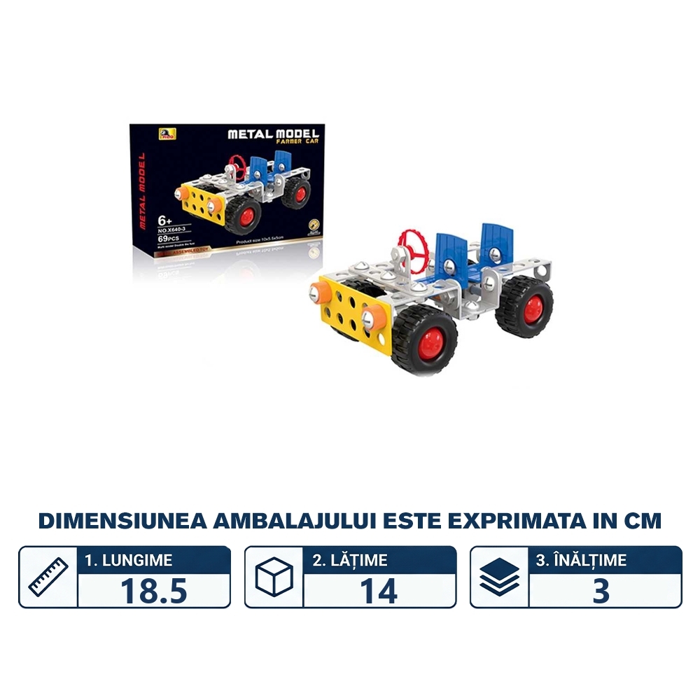 Joc constructii metal, Jeep, 69 piese - imagine 2