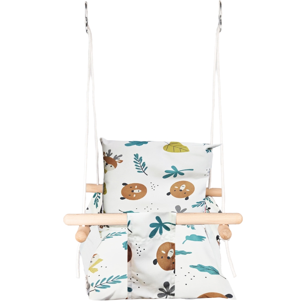 Leagan pentru copii, din lemn + material textil - ROBENTOYS - imagine 7
