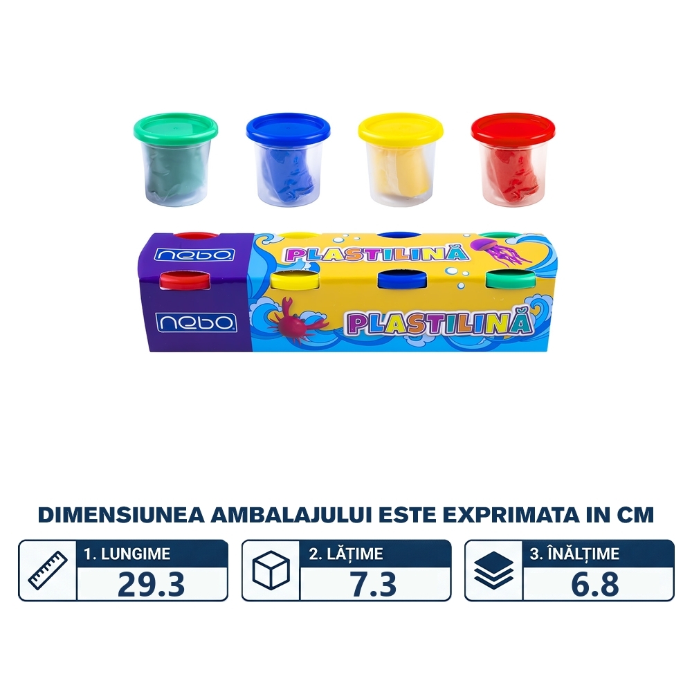 Plastilina modelaj, 4 culori, 100 g - NEBO - imagine 2