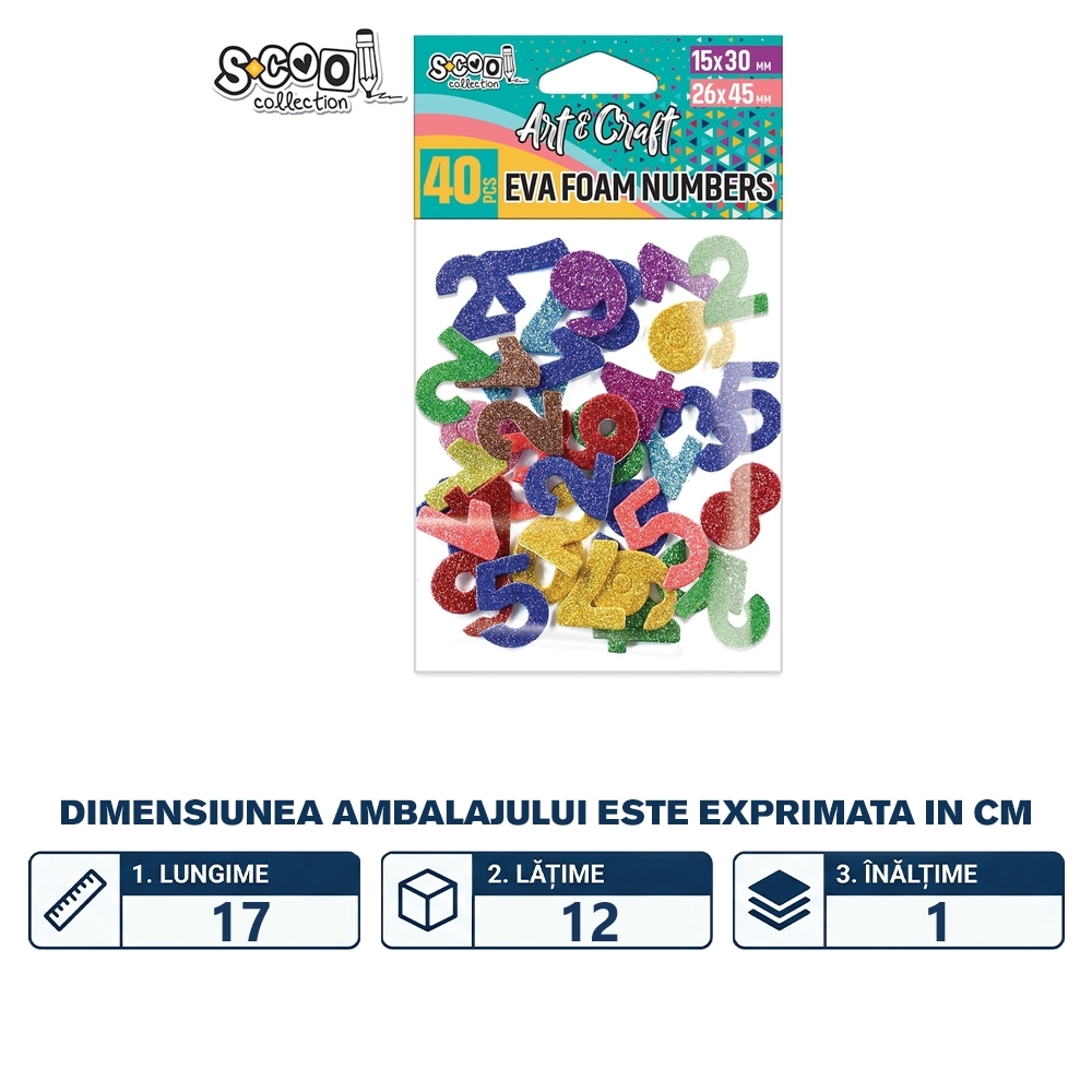 Accesorii craft, cifre spuma EVA, 40 buc/set - S-COOL - imagine 2