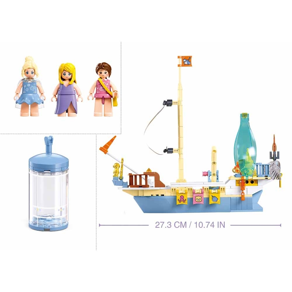 Set de constructie Girl's dream, 287 piese, aventura pe mare, corabie - Sluban - imagine 3