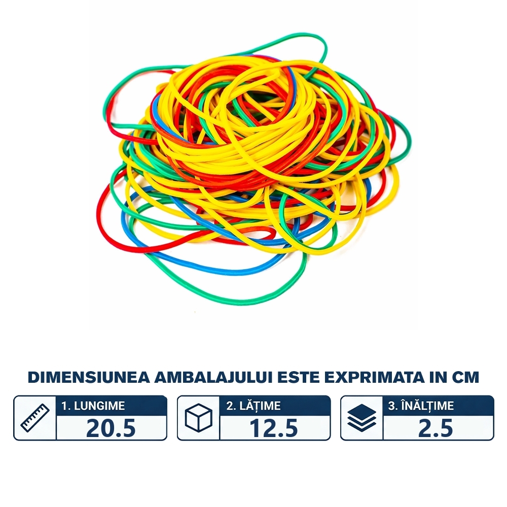 Elastice cauciuc, color, 50 mm, 100 g - NEBO - imagine 2