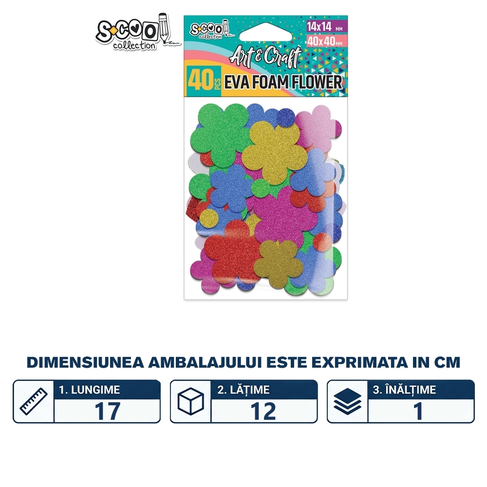 Accesorii craft, floricele spuma EVA, 40 buc/set - S-COOL - imagine 2