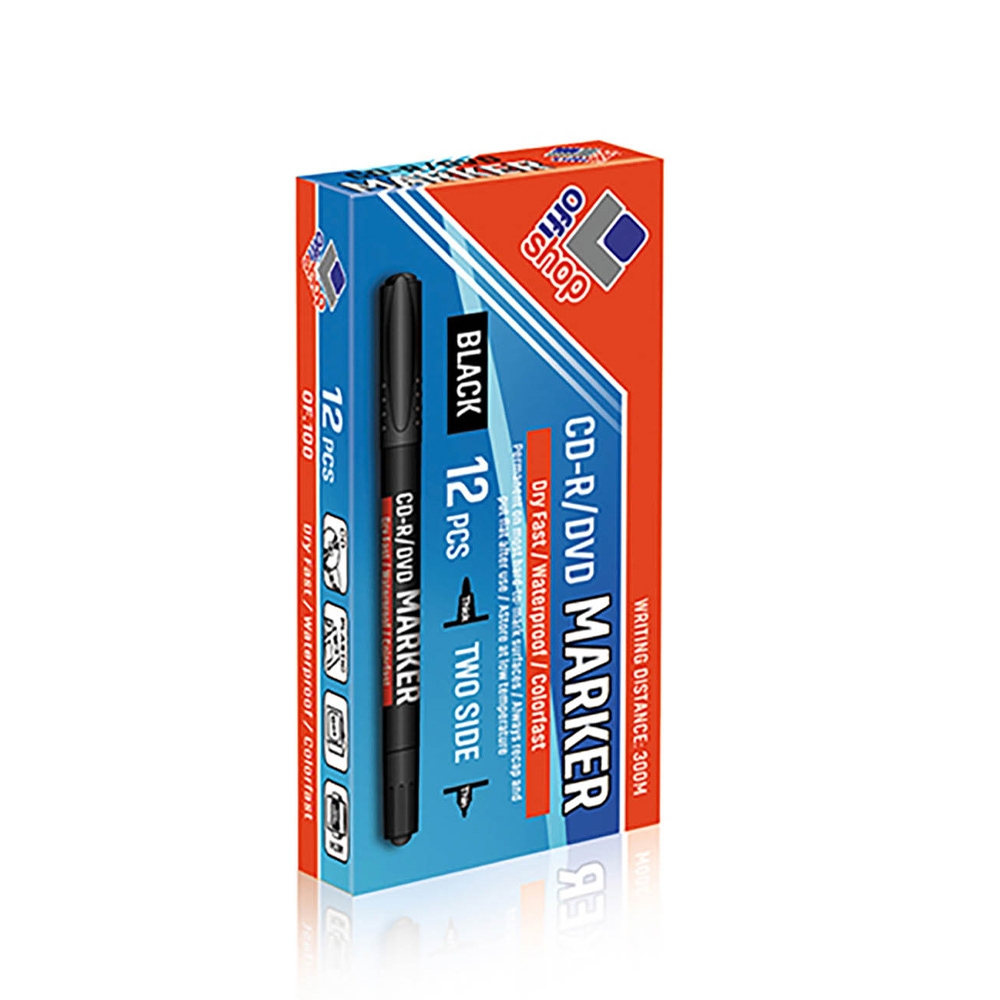 Marker CD/DVD 2 capete, negru, 0,5-0,1 mm, 12 buc/set - OFFISHOP - imagine 2