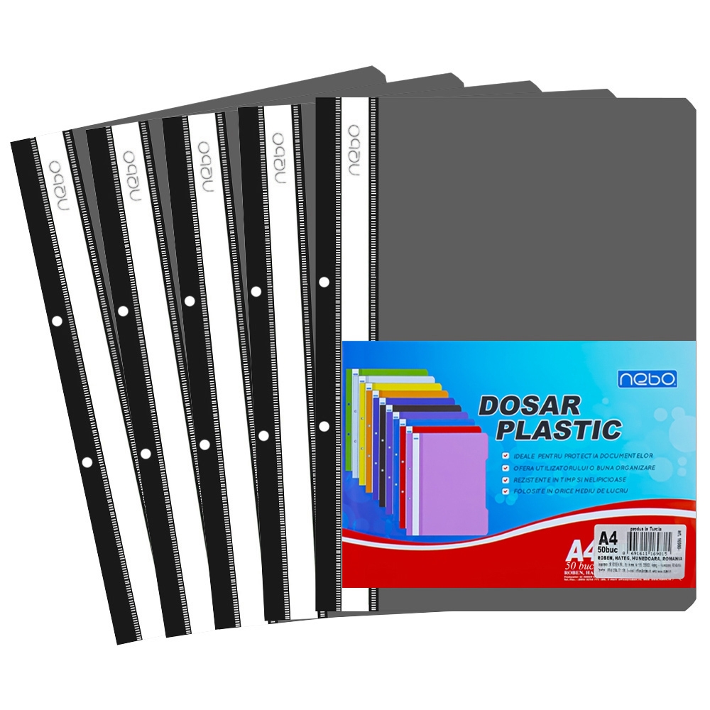 Dosar plastic A4, Negru - NEBO