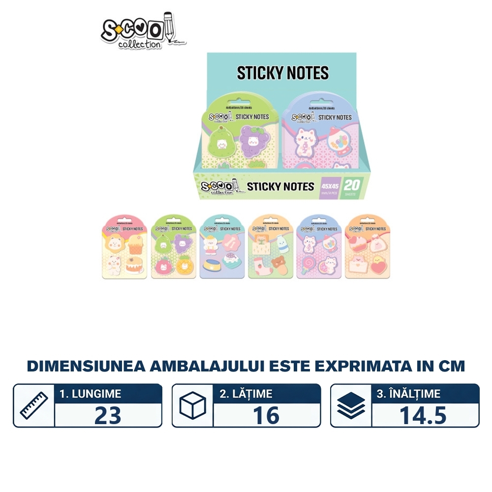 Notes adeziv, diverse forme, 4x45x45 mm - S-COOL - imagine 2