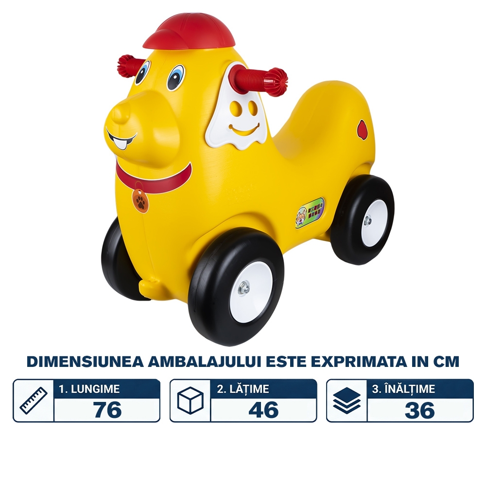 Catel cu roti, galben - ROBENTOYS - imagine 2