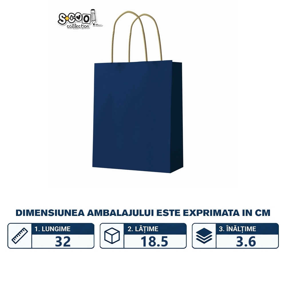 Punga hartie Craft, albastra, 18x23x10 cm, 150 gr - S-COOL - imagine 2