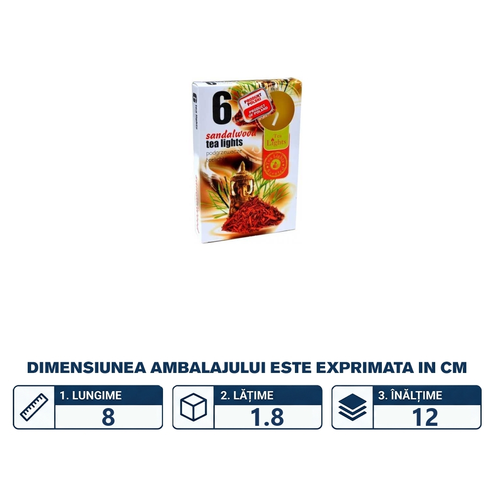 Lumanari pastila, Sandalwood, diametru 2cm, 6 buc/set - imagine 2